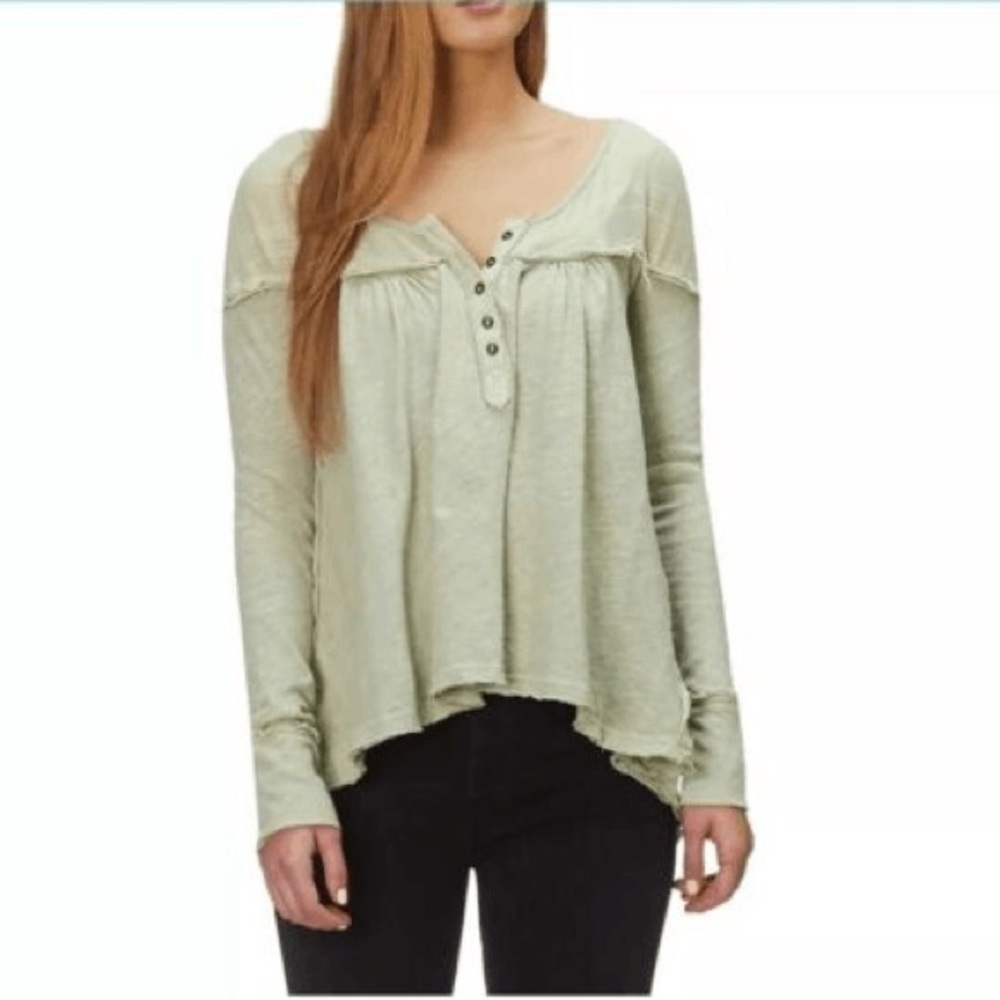 We The Free Sage Green Long Sleeve Blouse